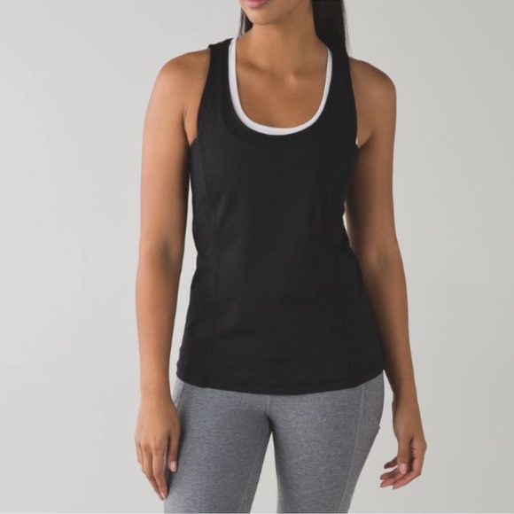 Lululemon Athletica Sweaty Or Not Tank Top Black Cutout Size 4 - Picture 2 of 6